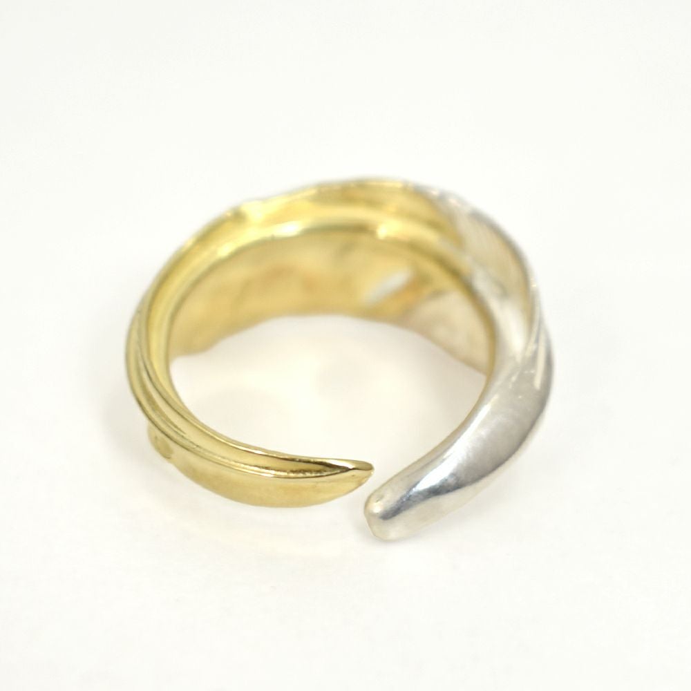 ラリースミス (LARRY SMITH) KAZEKIRI FEATHER RING No. 33 (18K GOLD ACCENT) フェザー リング 指輪 シルバーアクセサリー EFRG-0033