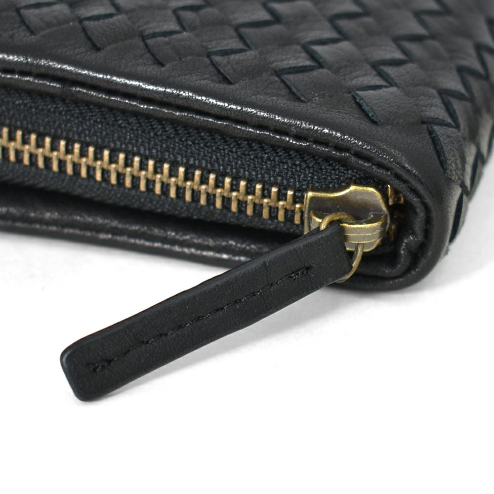 アインソフ (Ain Soph) メッシュラウンドファスナー長財布 革財布 黒