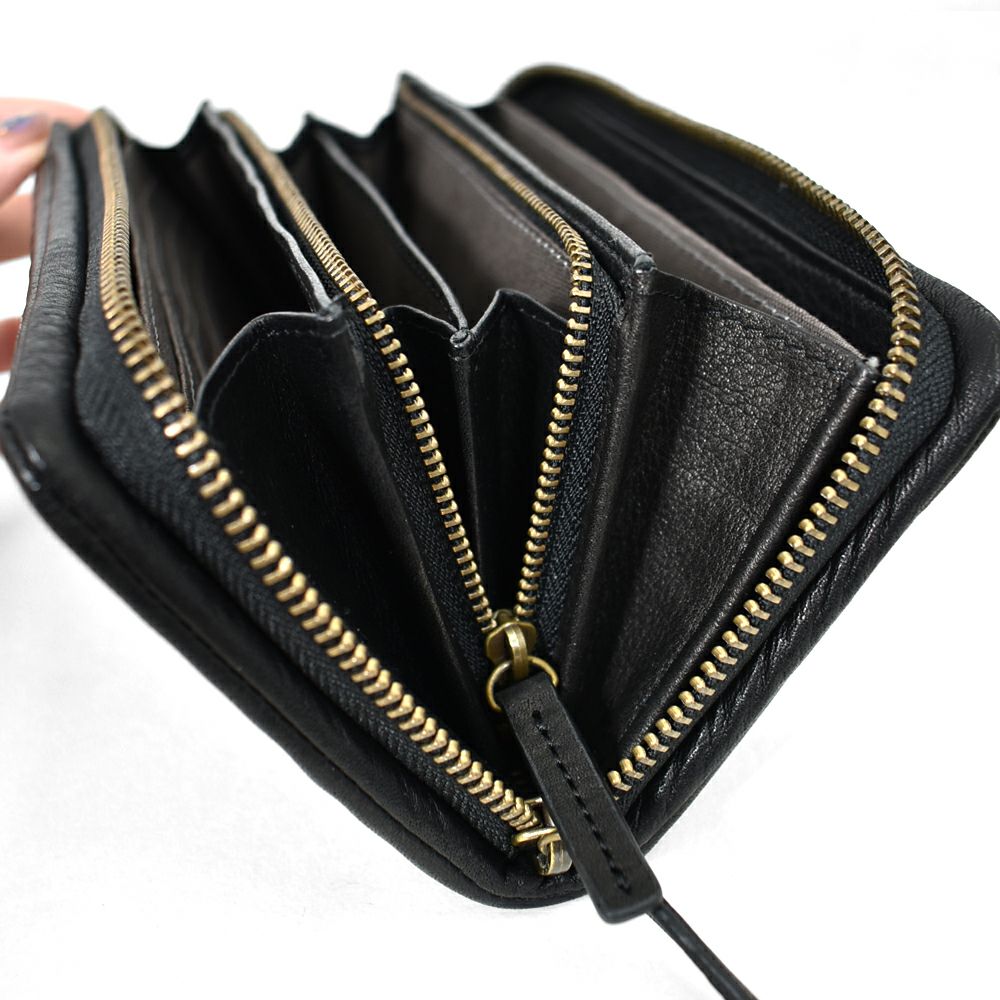 アインソフ (Ain Soph) メッシュラウンドファスナー長財布 革財布 黒