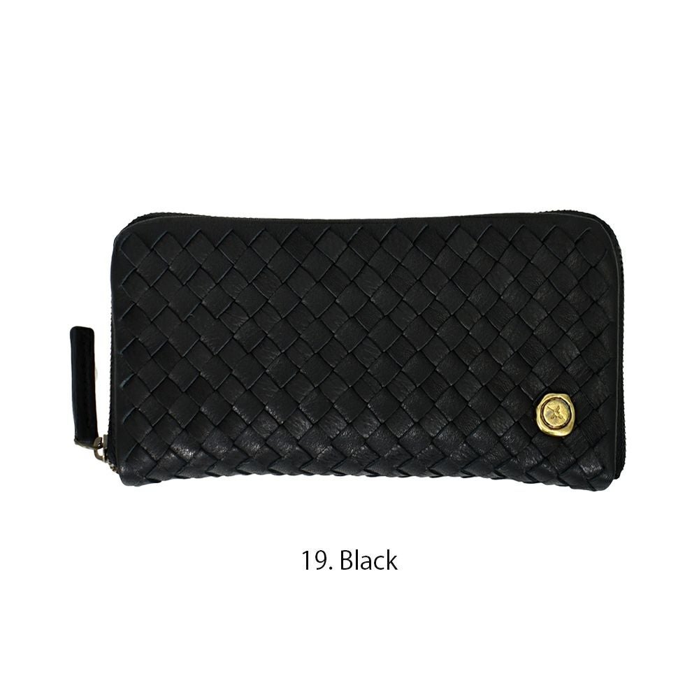 アインソフ (Ain Soph) メッシュ コンパクトラウンドファスナー長財布 革財布 黒 ギフト (242006) DA1600-CNP 19.Black