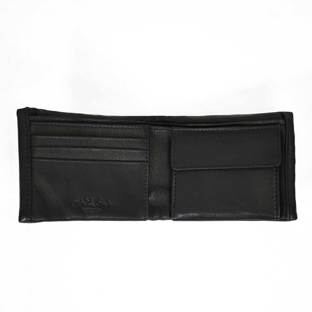 Ain Soph 黒 レザー 二つ折り財布 アインソフ (Ain Soph) メッシュ 二つ折り財布 革財布 黒 ギフト