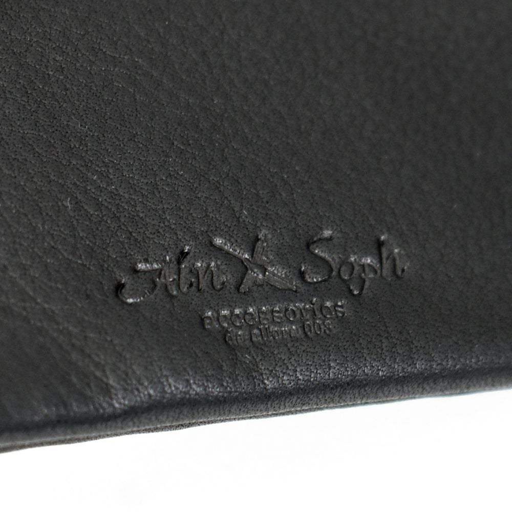 Ain Soph 黒 レザー 二つ折り財布 アインソフ (Ain Soph) メッシュ 二つ折り財布 革財布 黒 ギフト