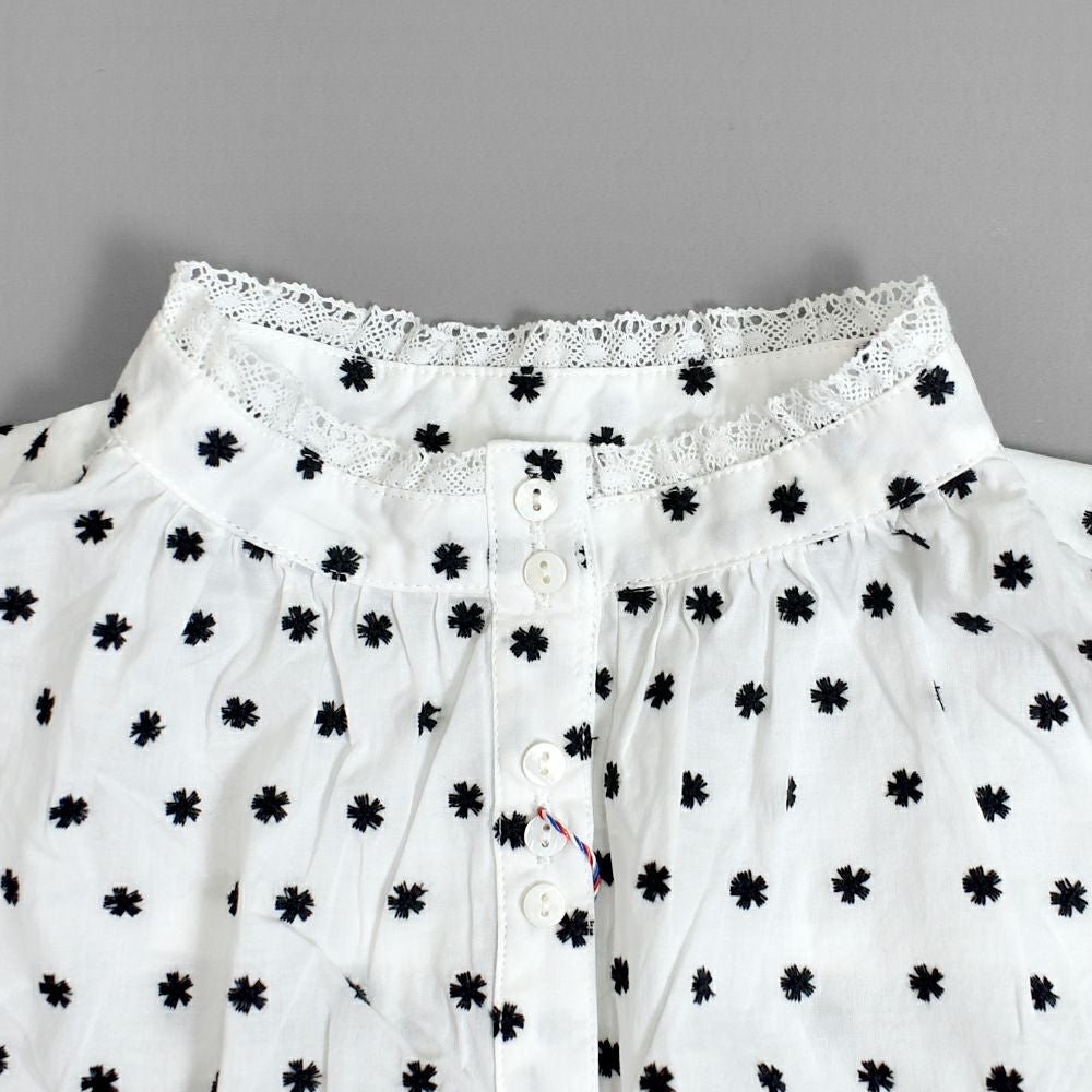 ポンデシャロン (PONT DE CHALONS) 刺繡バンドカラーBL 小花モチーフ 刺繍 ブラウス シャツ 22480311