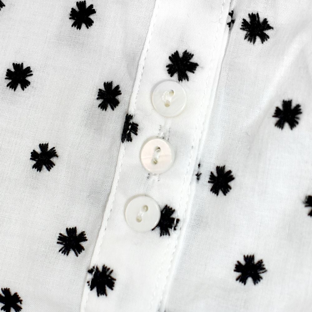 ポンデシャロン (PONT DE CHALONS) 刺繡バンドカラーBL 小花モチーフ 刺繍 ブラウス シャツ 22480311