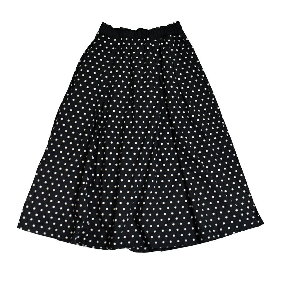 ポンデシャロン (PONT DE CHALONS) 刺繍タックギャザースカート 小花モチーフ コットンの裏地付き 22480327 19.ブラック