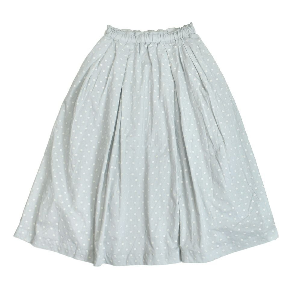 ポンデシャロン (PONT DE CHALONS) 刺繍タックギャザースカート 小花モチーフ コットンの裏地付き 22480327 15.グレー