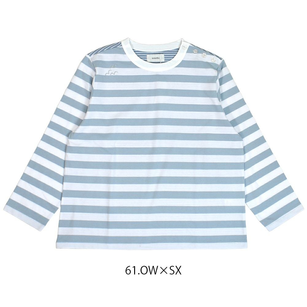 ソソット (sosotto) ボーダー切替クルー肩釦9分袖 ボーダー長袖Tシャツ ロンT マリンテイスト 42511312 61.OW×SX