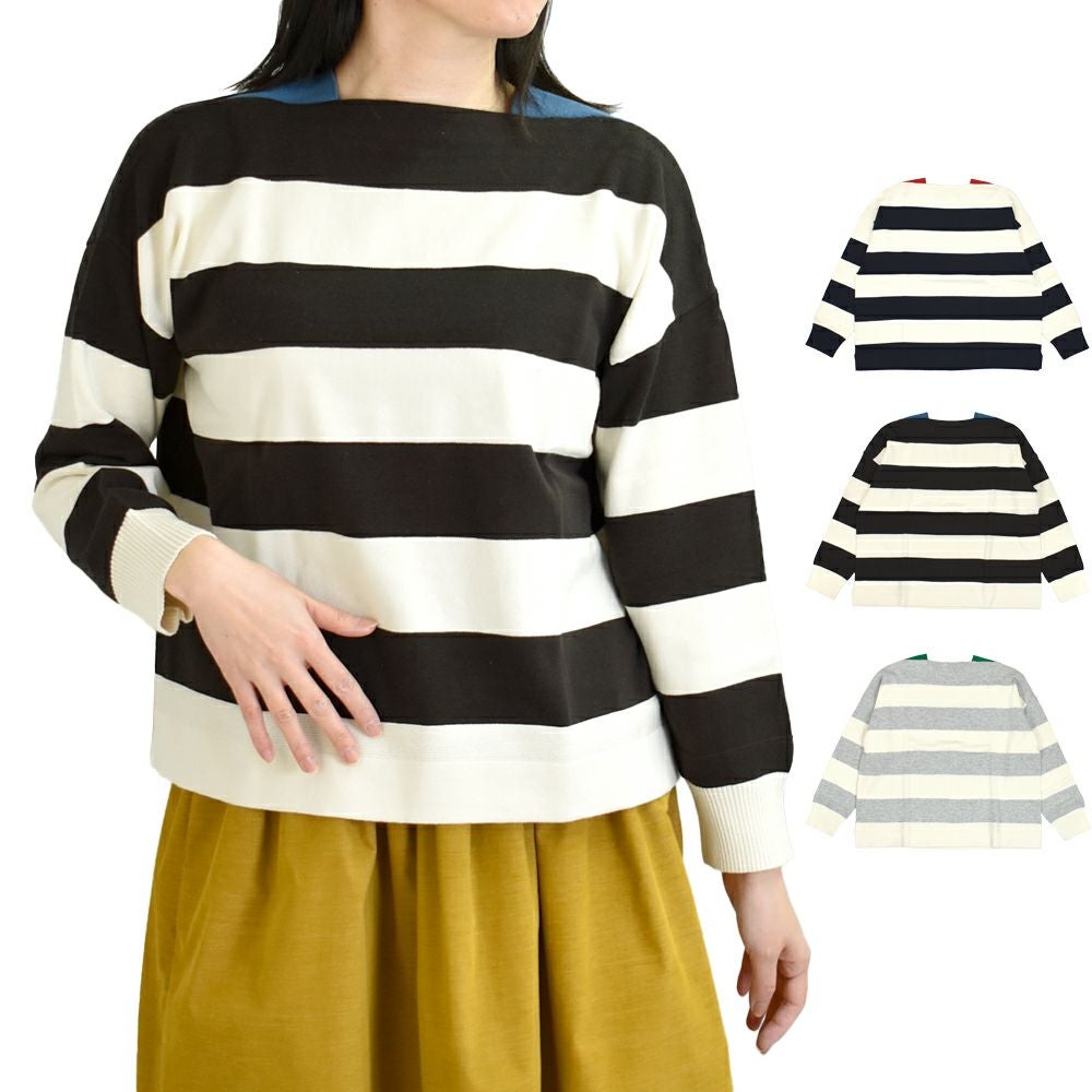 マオメイド(MAOMADE)みなさまおなじみ 配色 ガゼット しましま プルオーバー 長袖コットンニット プルオーバー 511106