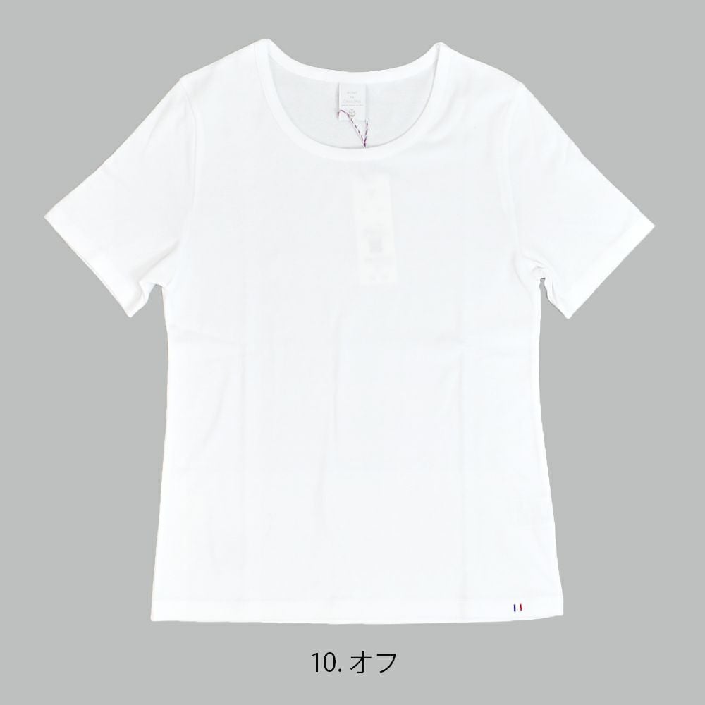 ポンデシャロン (PONT DE CHALONS) トロワ半袖PO 半袖コットンTシャツ ワンポイント刺繍 日本製 22413222 10.オフ
