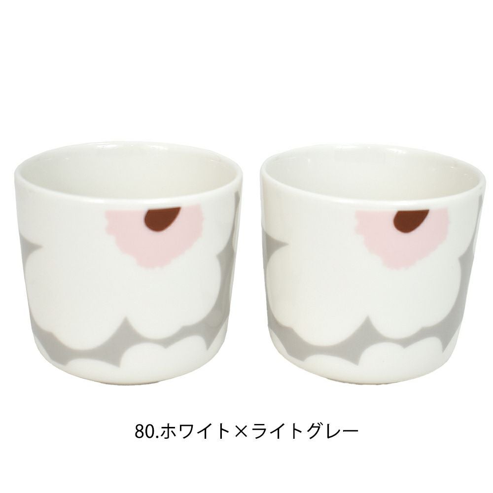 マリメッコ (marimekko) 【日本限定】Unikko コーヒーカップセット（ハンドルなし） ウニッコ 食器 2個セット ギフトボックス ペア 52259-4-73828 52259473828 80.ホワイト×ライトグレー