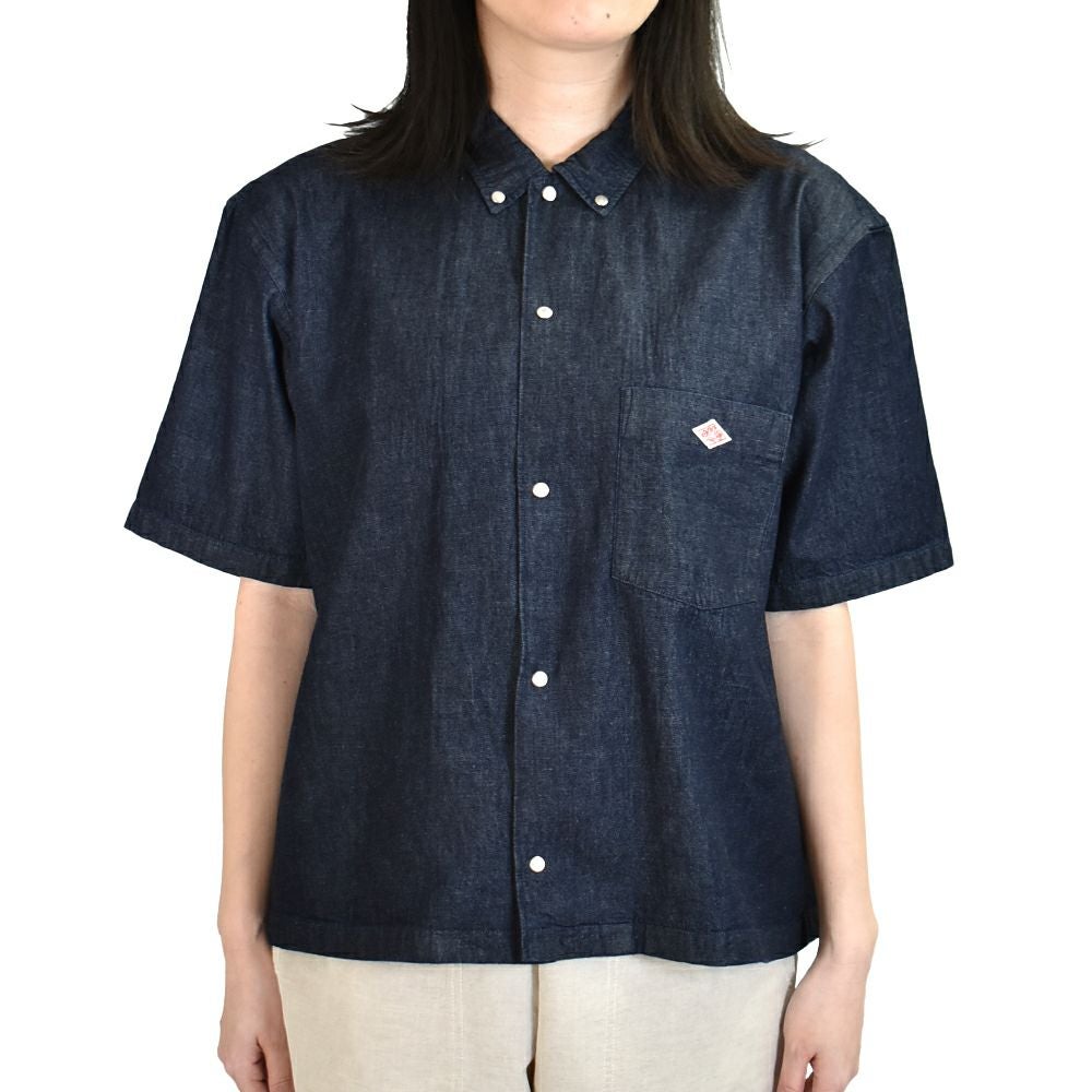 セール】ダントン (DANTON) WOMEN'S DOT BUTTON B.D. SHORT SHIRT S/S