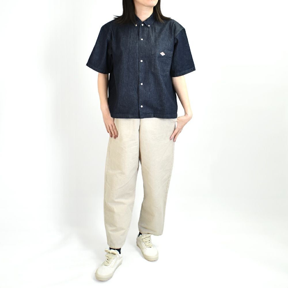 ダントン (DANTON) WOMEN'S DOT BUTTON B.D. SHORT SHIRT S/S 半袖デニムシャツ ブラウス DT-B0336DUG