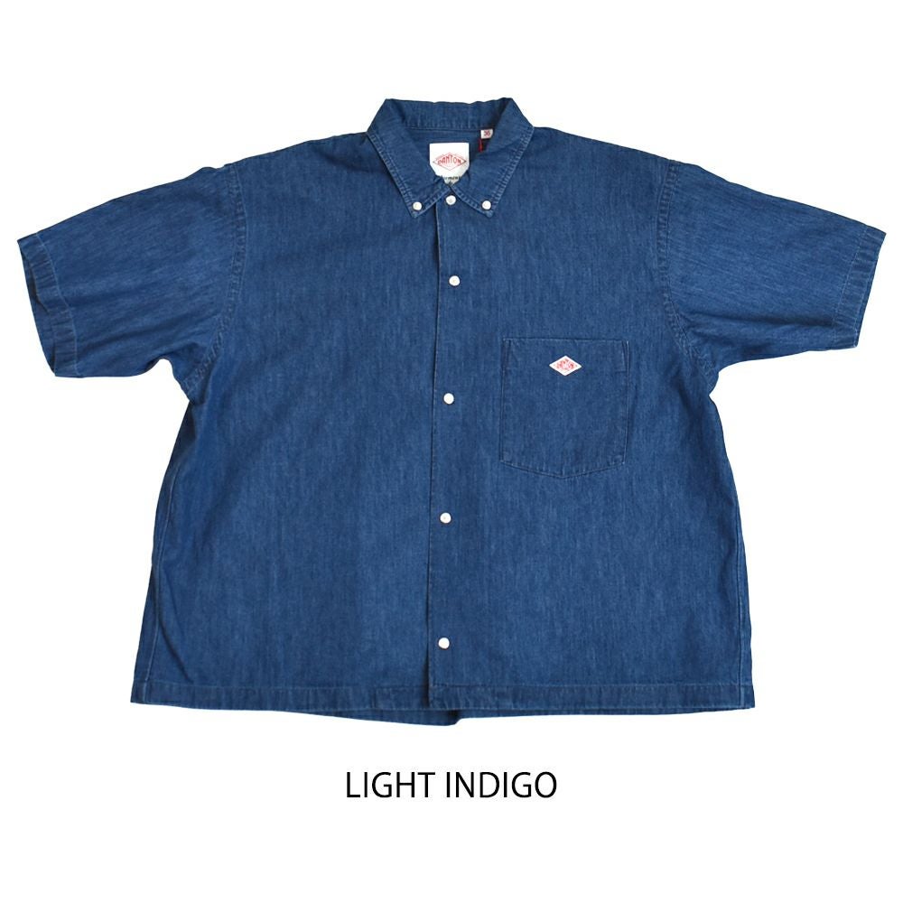 ダントン (DANTON) WOMEN'S DOT BUTTON B.D. SHORT SHIRT S/S 半袖デニムシャツ ブラウス DT-B0336DUG LIGHT INDIGO