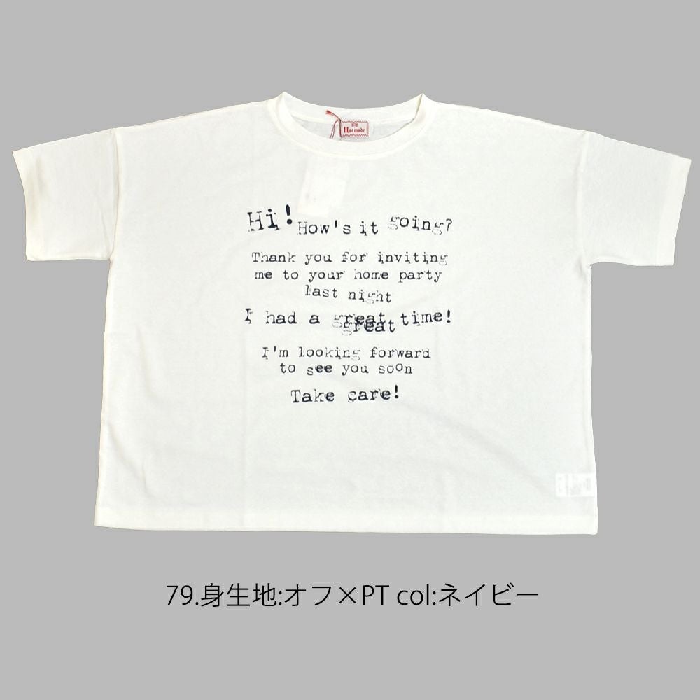 マオメイド (MAOMADE) タイプライター ロゴ お手紙 TEE 半袖プリントTシャツ 521221 79.身生地:オフ×PT col:ネイビー