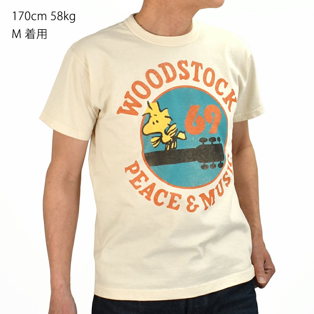 トイズマッコイ (TOYS McCOY) SNOOPY TEE WOODSTOCK 69 -PEACE & MUSIC.- 半袖プリントTシャツ PEANUTS TMC2521