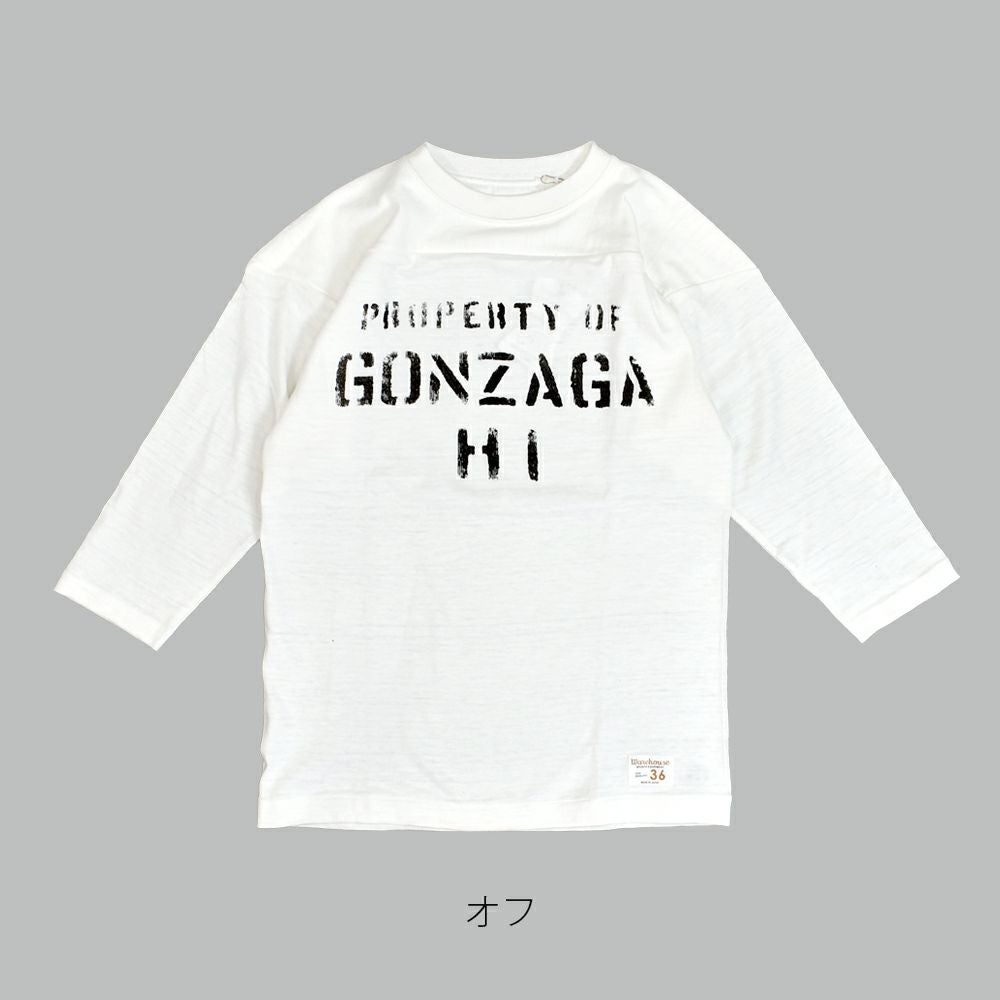 ウエアハウス (WAREHOUSE) Lot 4063 7分袖フットボールT GONZAGA HI 半袖プリントTシャツ ロンT 4063 オフ