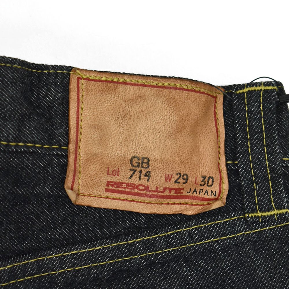 リゾルト (RESOLUTE) GB714 15thブラックモデル ブラックジーンズ ワンウォッシュ ストレート デニムパンツ 15周年