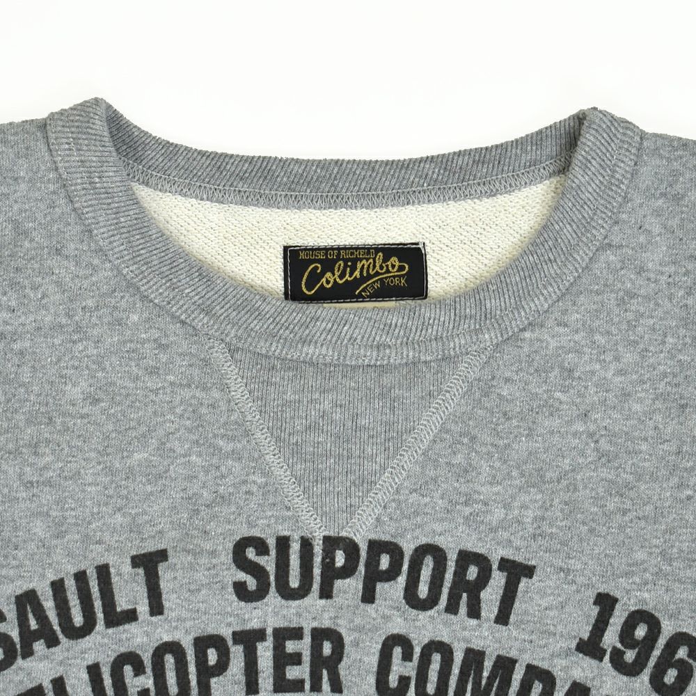 コリンボ (COLIMBO) JACKSONVILLE ATHLE SHIRT =HELICOPTER COMPANY= ジャクソンビル アスレシャツ 長袖プリントスウェットシャツ 前Vセットインスリーブスウェットシャツ ZA-0401