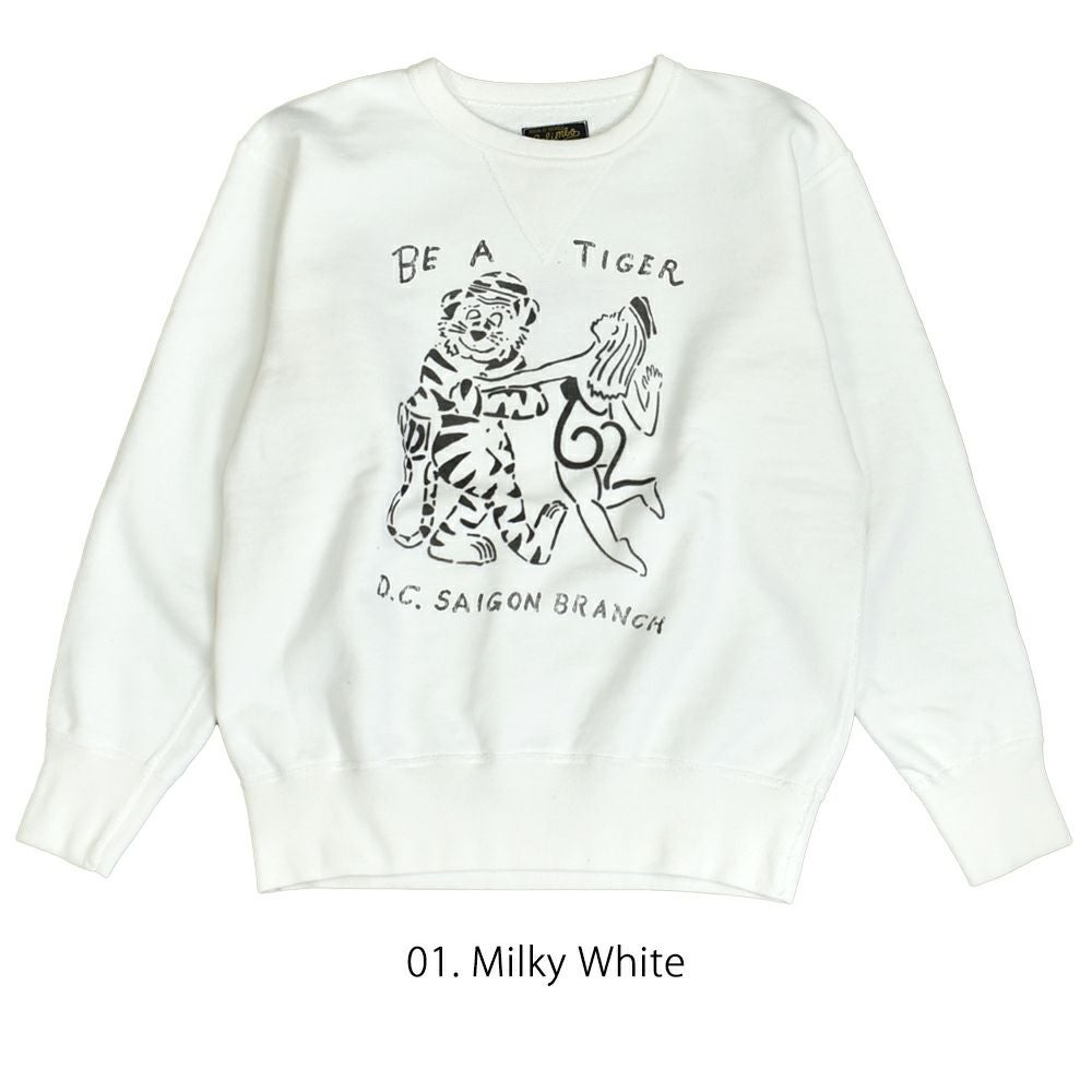 コリンボ (COLIMBO) JACKSONVILLE ATHLE SHIRT =BE A TIGER = ジャクソンビル アスレシャツ 長袖プリントスウェットシャツ 前Vセットインスリーブスウェットシャツ ZA-0402 01.Milky White