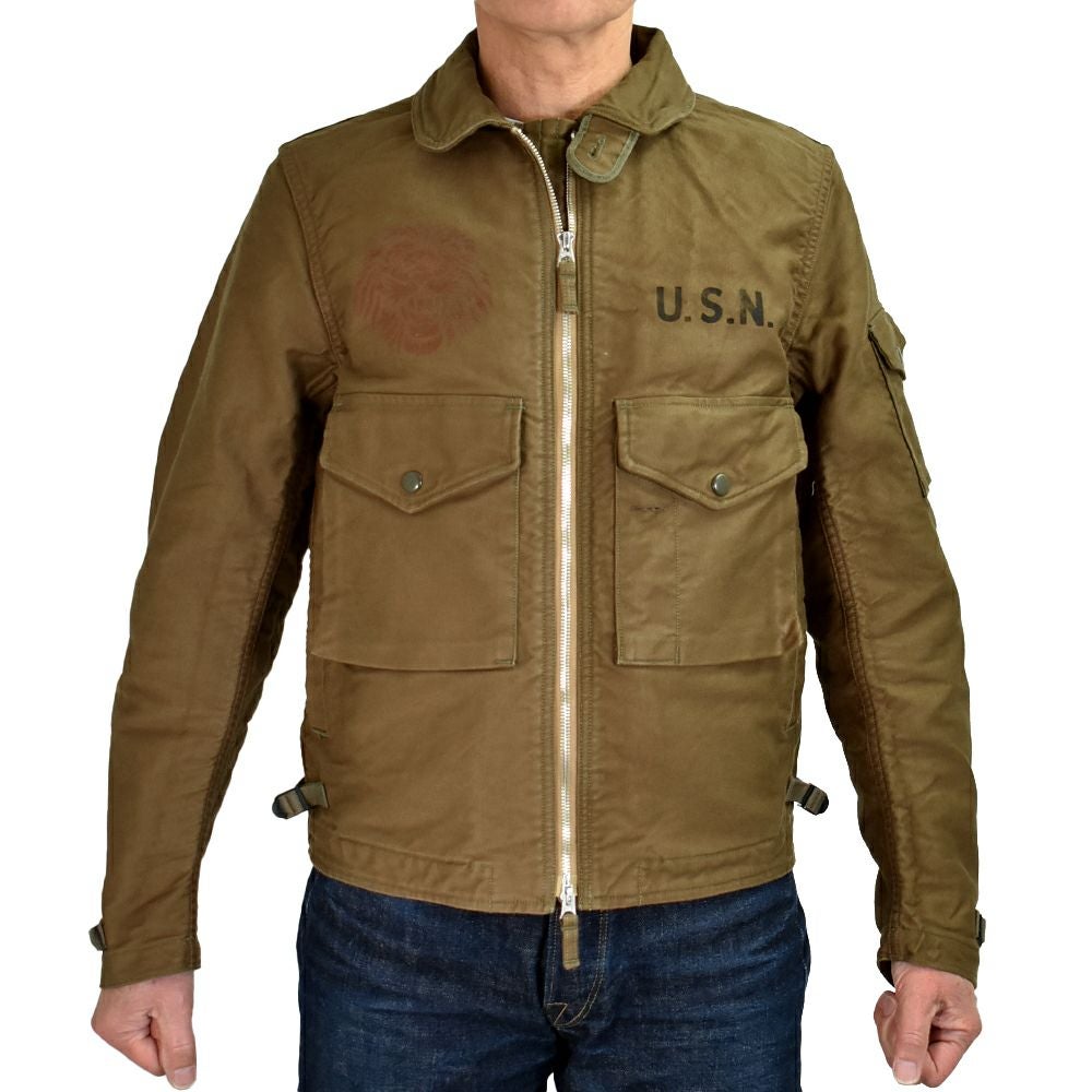 フリーホイーラーズ (FREEWHEELERS) -GILMORE OIL- S-8 AVIATORS' JACKET 1930~1940s MILITARY & MOTOR CULTURE IMAGE CUSTOM JACKET Original High Density Jungle Cloth SEPIA BROWN ミリタリージャケット ライトアウター コート カスタム 2521007