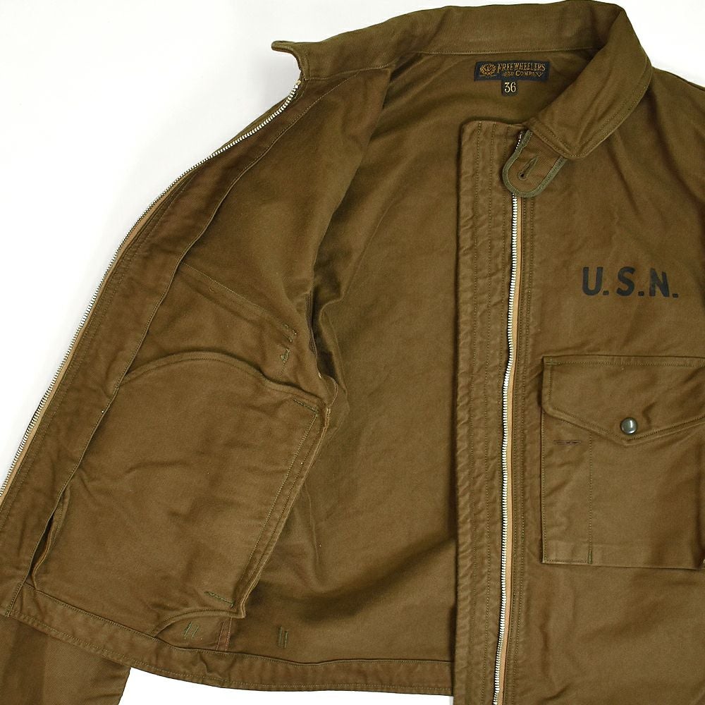 フリーホイーラーズ (FREEWHEELERS) -GILMORE OIL- S-8 AVIATORS' JACKET 1930~1940s MILITARY & MOTOR CULTURE IMAGE CUSTOM JACKET Original High Density Jungle Cloth SEPIA BROWN ミリタリージャケット ライトアウター コート カスタム 2521007