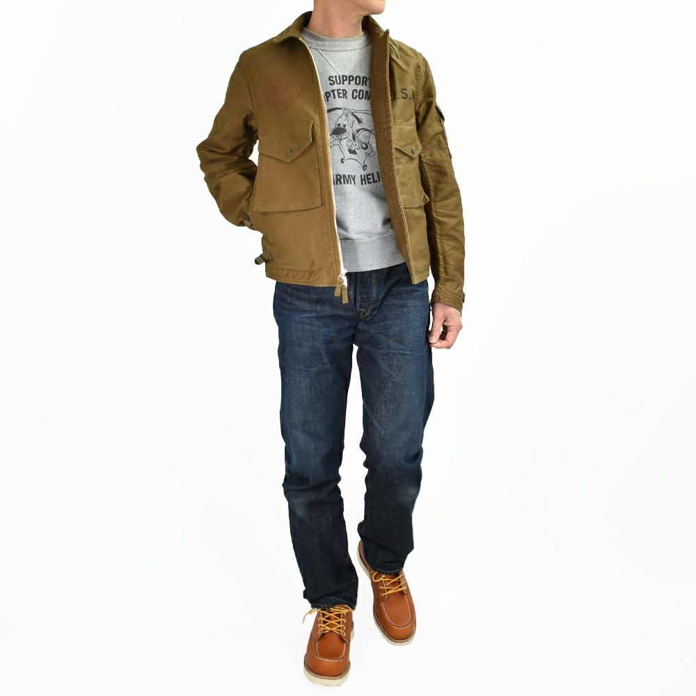 フリーホイーラーズ (FREEWHEELERS) -GILMORE OIL- S-8 AVIATORS' JACKET 1930~1940s MILITARY & MOTOR CULTURE IMAGE CUSTOM JACKET Original High Density Jungle Cloth SEPIA BROWN ミリタリージャケット ライトアウター コート カスタム 2521007