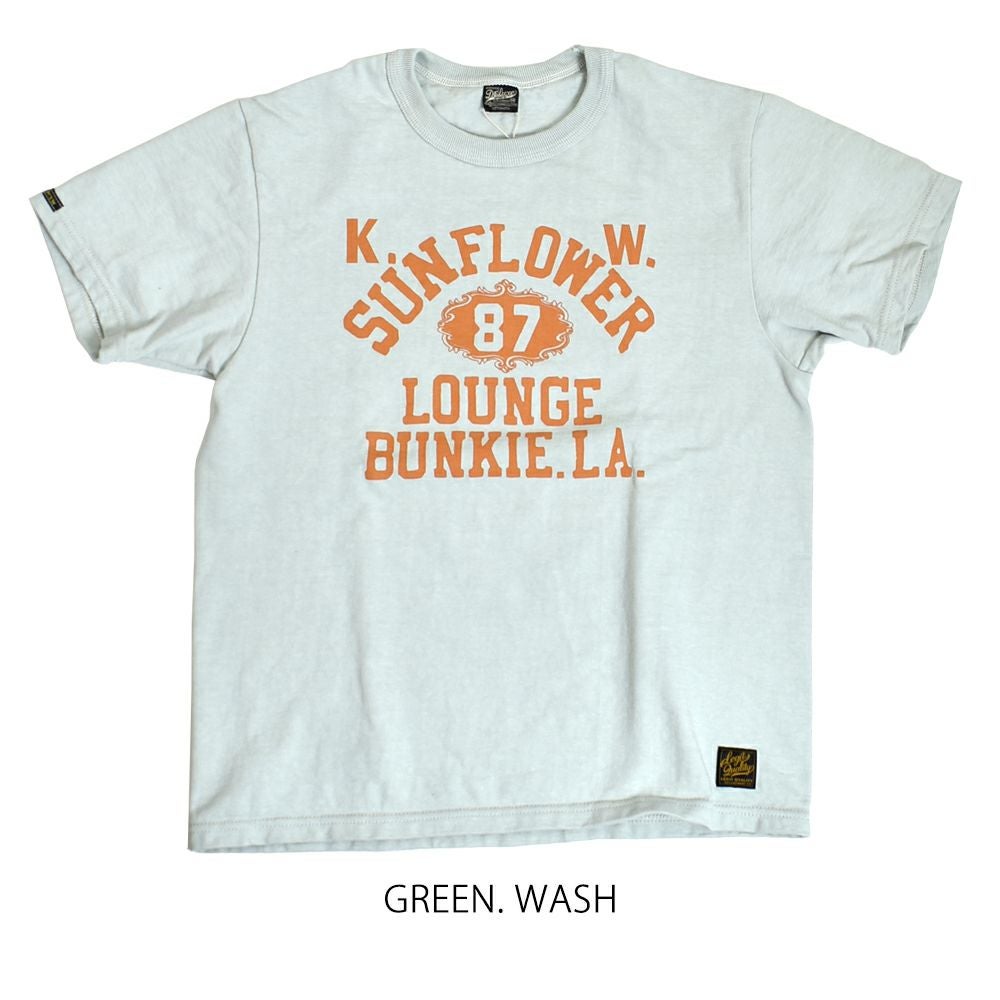 デラックスウエア (DELUXEWARE) SUNFLOWER 半袖プリントTシャツ DXTS-2501 GREEN.WASH