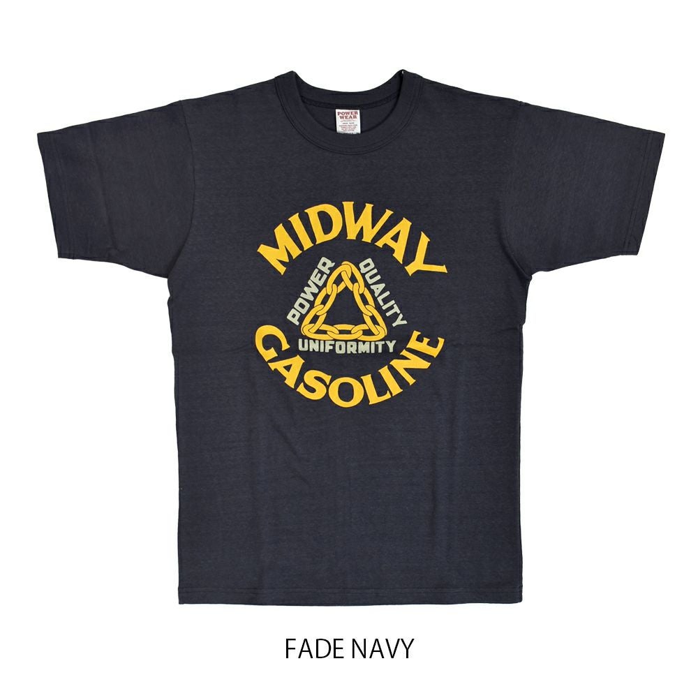 フリーホイーラーズ (FREEWHEELERS) -MIDWAY GASOLINE- Vintage Style Medium Weight Jersey STRAW CREAM / FADE NAVY 半袖プリントTシャツ 2525009 FADE NAVY