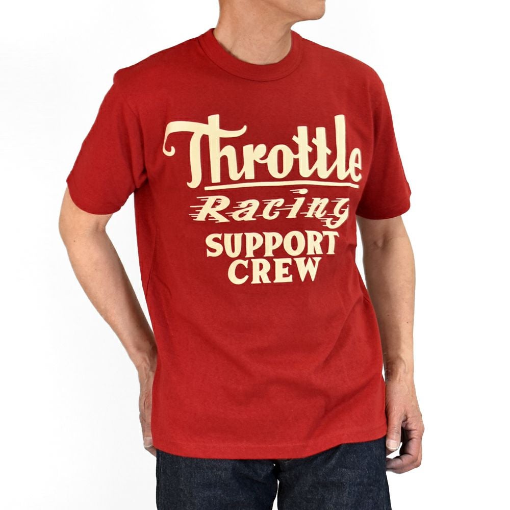 フリーホイーラーズ (FREEWHEELERS) -Throttle Racing- SUPPORT CREW Vintage Style Light Weight Jersey CHILI 半袖プリントTシャツ フロッキープリント 2525015