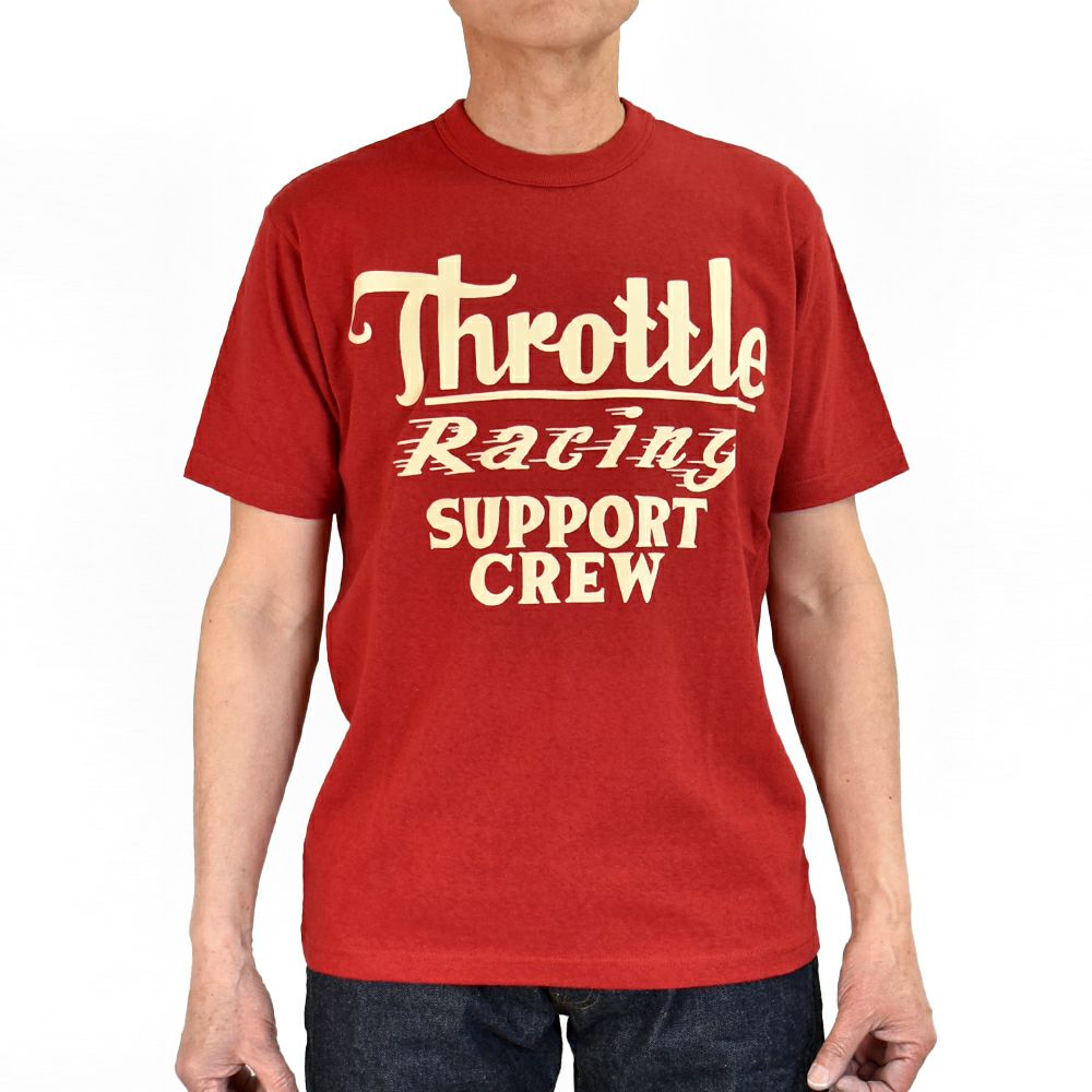 フリーホイーラーズ (FREEWHEELERS) -Throttle Racing- SUPPORT CREW Vintage Style Light Weight Jersey CHILI 半袖プリントTシャツ フロッキープリント 2525015