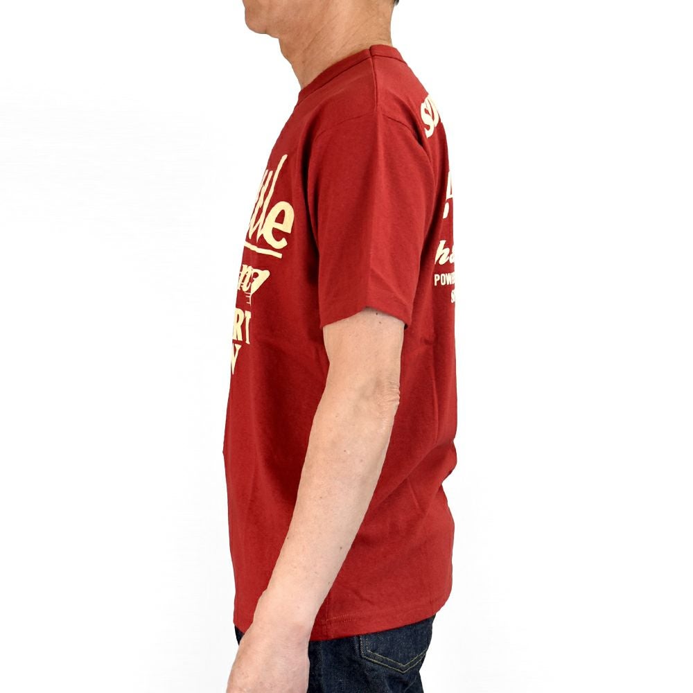 フリーホイーラーズ (FREEWHEELERS) -Throttle Racing- SUPPORT CREW Vintage Style Light Weight Jersey CHILI 半袖プリントTシャツ フロッキープリント 2525015