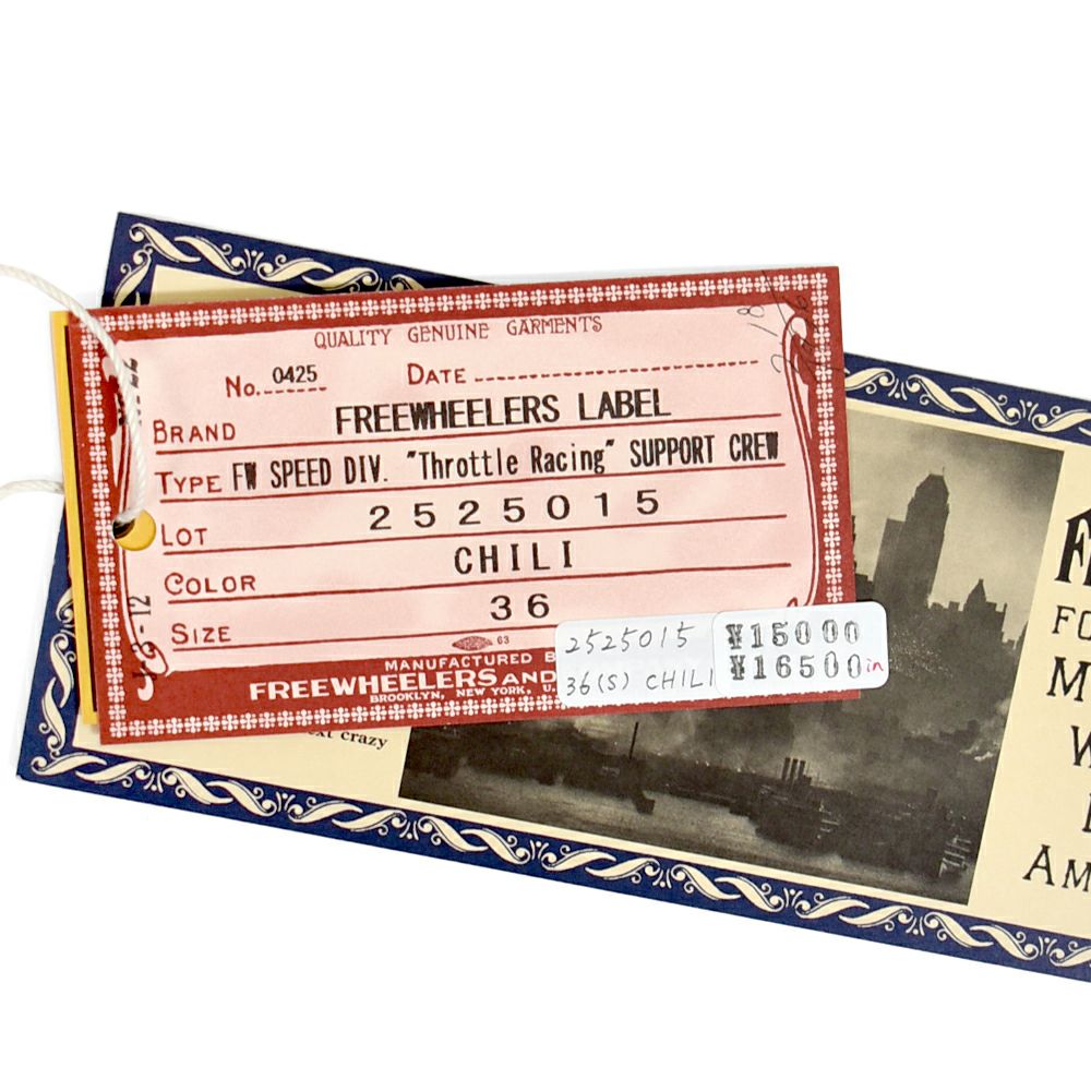フリーホイーラーズ (FREEWHEELERS) -Throttle Racing- SUPPORT CREW Vintage Style Light Weight Jersey CHILI 半袖プリントTシャツ フロッキープリント 2525015