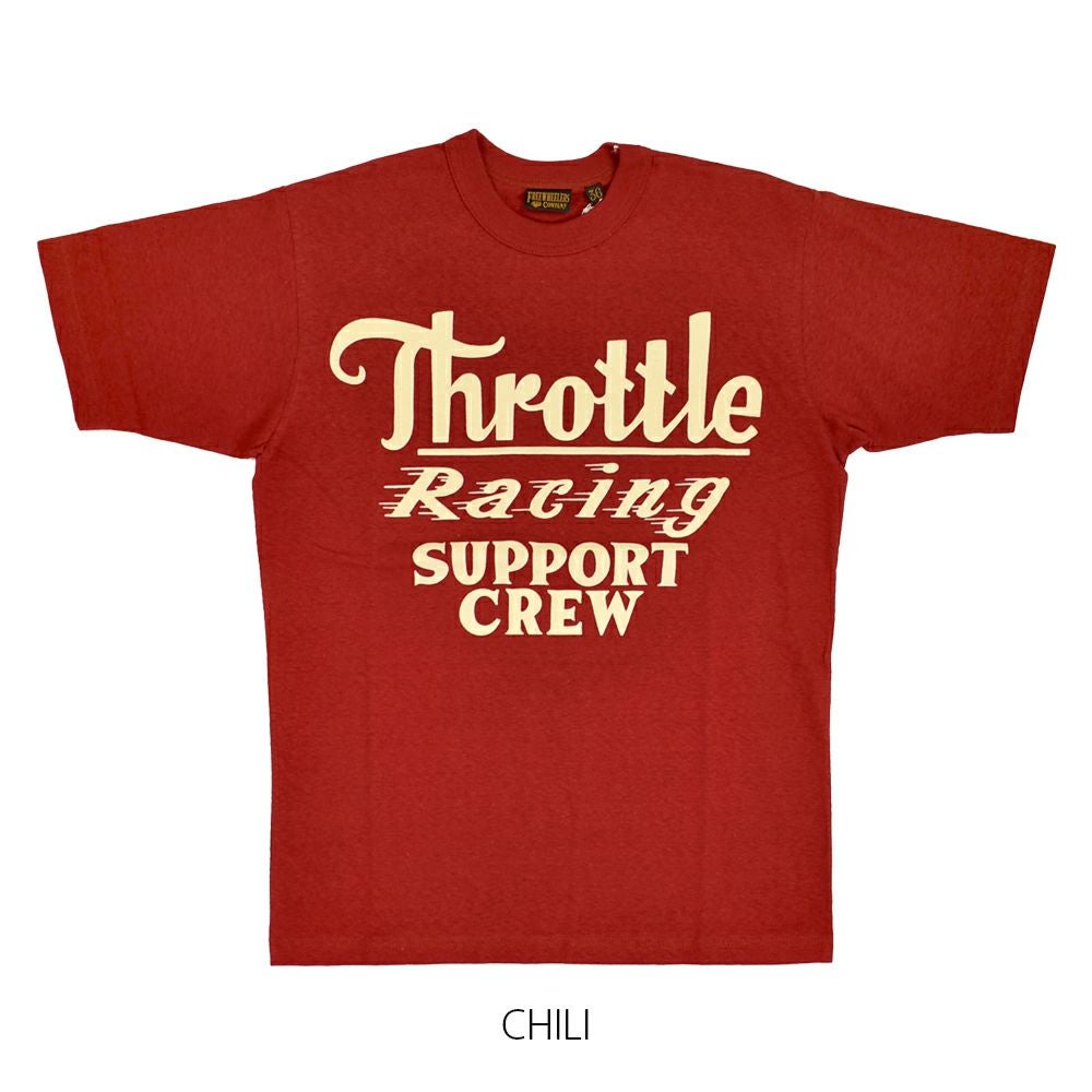 フリーホイーラーズ (FREEWHEELERS) -Throttle Racing- SUPPORT CREW Vintage Style Light Weight Jersey CHILI 半袖プリントTシャツ フロッキープリント 2525015 CHILI