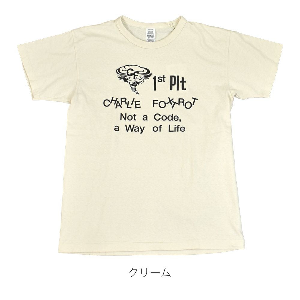 ウエアハウス (WAREHOUSE) Lot 4064 CF 1ST PLT 半袖プリントTシャツ セコハン 4064 クリーム