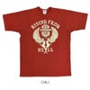 フリーホイーラーズ (FREEWHEELERS) -RISING FROM HELL- Vintage Style Light Weight Jersey BLACK / CHILI 半袖プリントTシャツ 2525011 CHILI