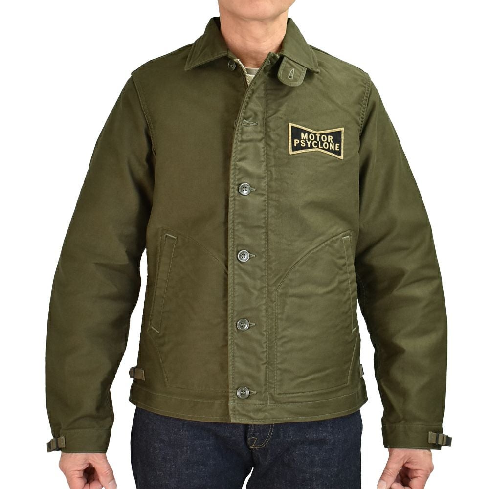 フリーホイーラーズ (FREEWHEELERS) -CHOP EM- DECK WOEKER JACKET 1940~1950s U.S.NAVY MILITARY & MOTOR CULTURE IMAGE COSTOM JACKET Original High Density Jungle Cloth DARK KHAKI GREEN デッキワークジャケット ミリタリージャケット ライトアウター カスタム 2521011