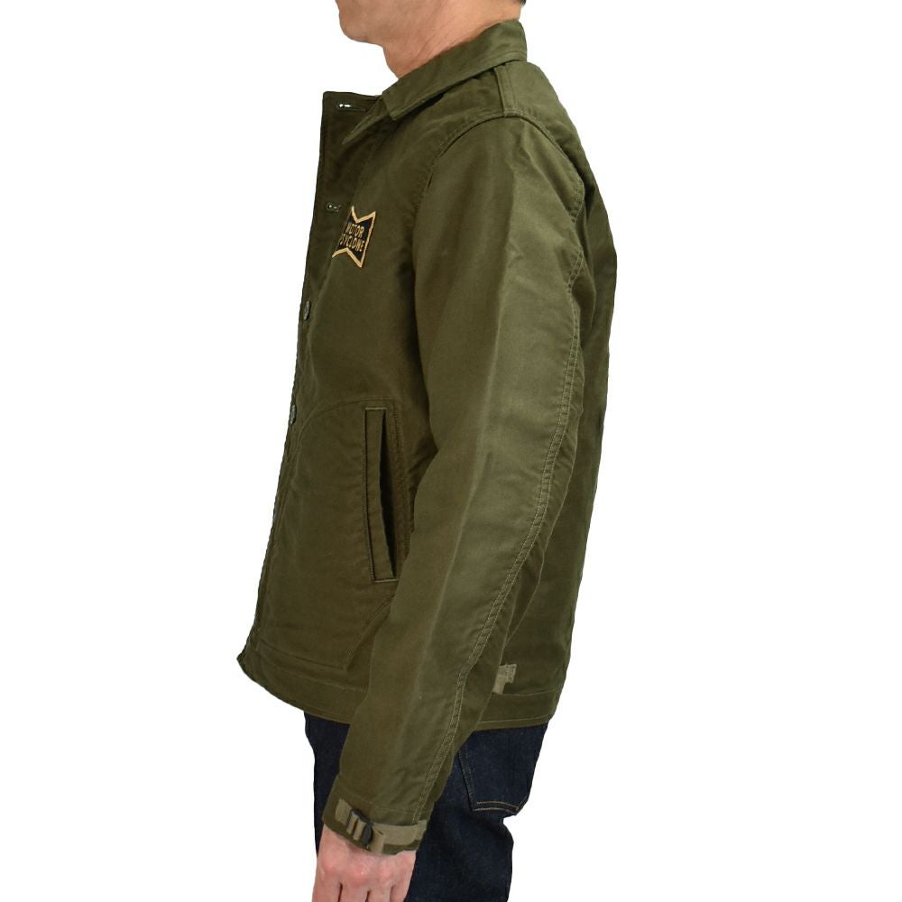 フリーホイーラーズ (FREEWHEELERS) -CHOP EM- DECK WOEKER JACKET 1940~1950s U.S.NAVY MILITARY & MOTOR CULTURE IMAGE COSTOM JACKET Original High Density Jungle Cloth DARK KHAKI GREEN デッキワークジャケット ミリタリージャケット ライトアウター カスタム 2521011