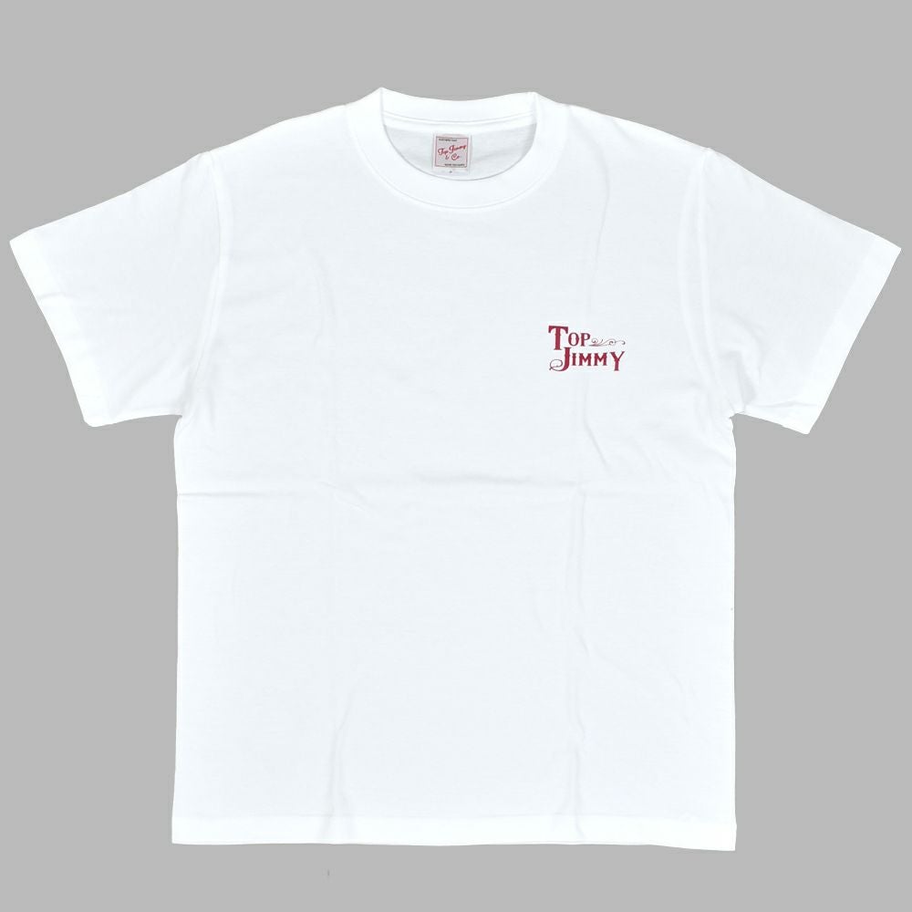 トップジミー (TOP JIMMY) TOP JIMMY LOGO SHORT SLEEVE T-SHIRT 半袖ロゴTシャツ ショップオリジナル SST1 WHITE/RED