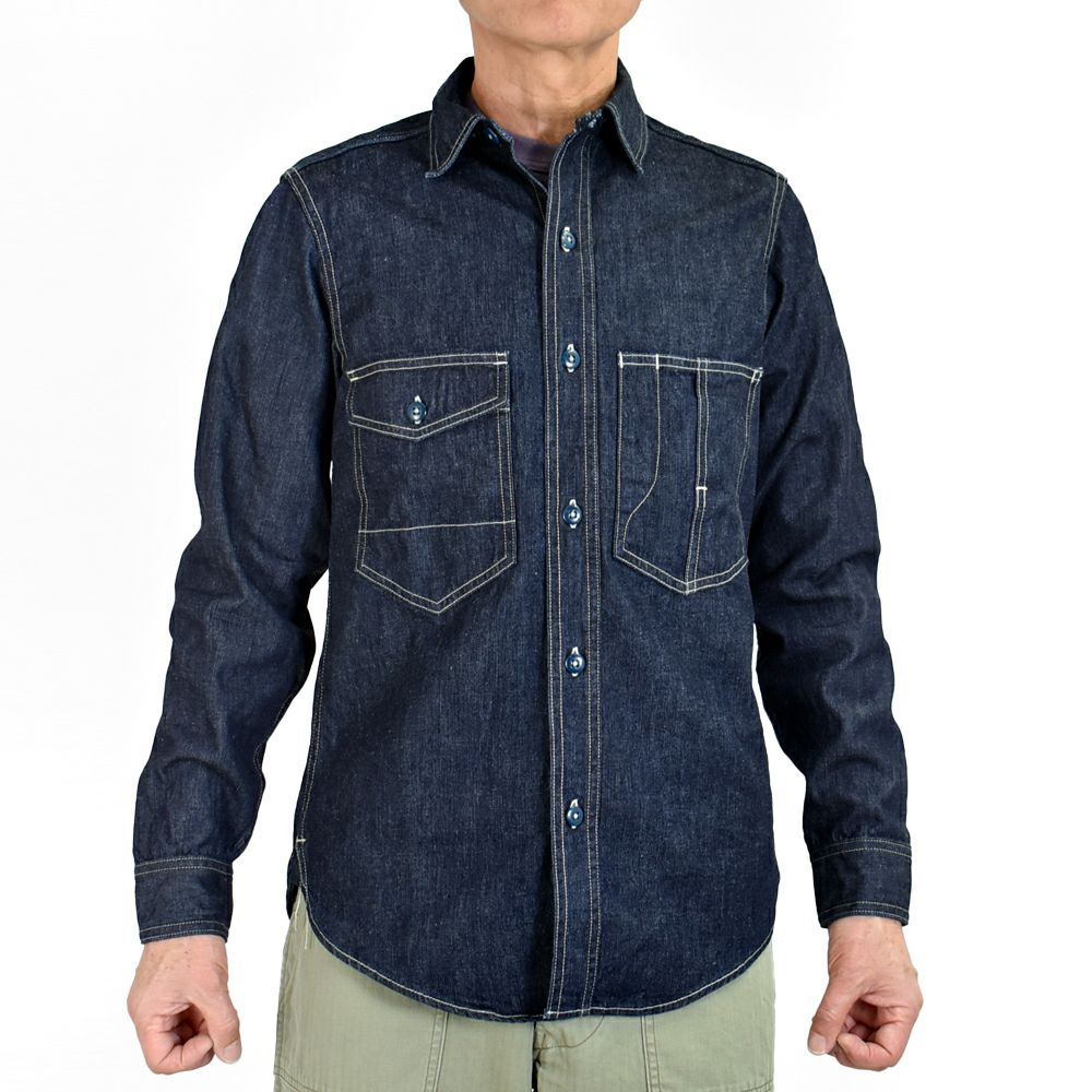 フリーホイーラーズ (FREEWHEELERS) -Blystone- MECHANIC SHIRT 1930s~ STYLE WORK CLOTHING Vintage Style 8oz Indigo Denim 長袖デニムシャツ ワークシャツ メカニックシャツ 2523002