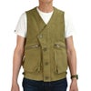フリーホイーラーズ (FREEWHEELERS) -SPEED ENGINEER- SLEEVELESS COAT Vintage Style Sulfide Dyed Military Moleskin KHAKI コットンベスト エンジニアリングベスト 2521008