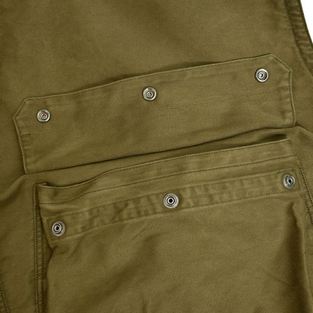 フリーホイーラーズ (FREEWHEELERS) -SPEED ENGINEER- SLEEVELESS COAT Vintage Style Sulfide Dyed Military Moleskin KHAKI コットンベスト エンジニアリングベスト 2521008