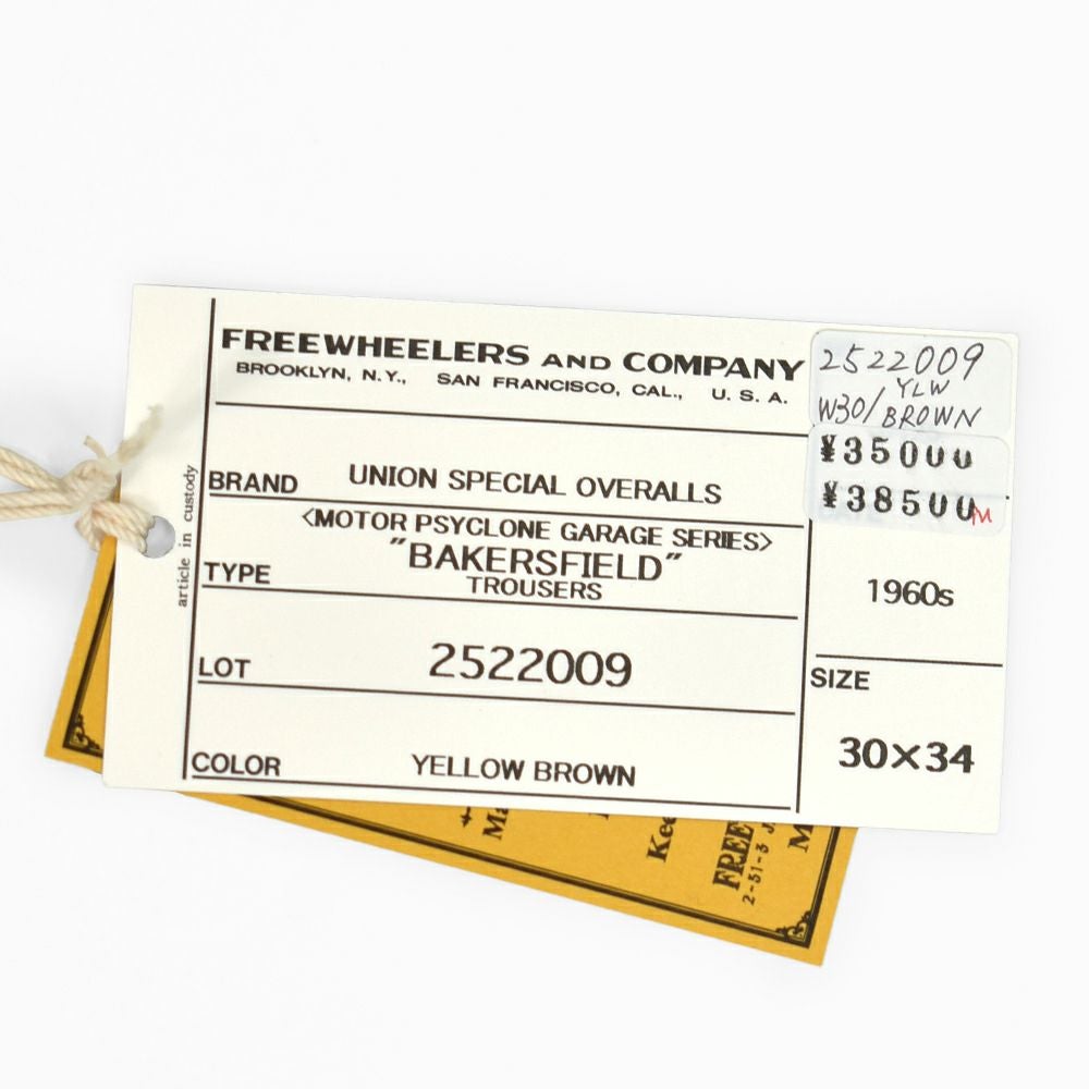 フリーホイーラーズ (FREEWHEELERS) -BAKERSFIELD- TROUSERS 1960s~ STYLE WORK CLOTHING Vintage Style Selvedge Duck YELLOW BROWN ワークパンツ トラウザーズパンツ コットンダック ビンテージスタイル 2522009