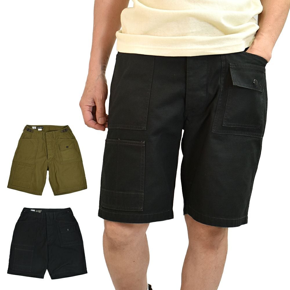 フリーホイーラーズ (FREEWHEELERS) -GRUNTS- CUT-LENGTH TROUSERS 1960s~ 70s STYLE WORK CLOTHING Vintage Style Back Satin OLIVE / BLACK ショーツ ショートパンツ 2522013