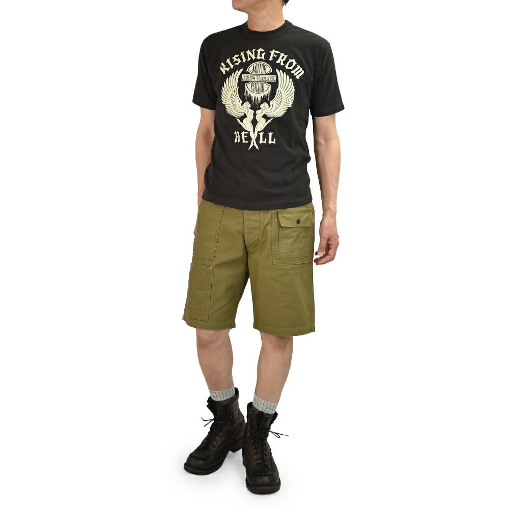 フリーホイーラーズ (FREEWHEELERS) -GRUNTS- CUT-LENGTH TROUSERS 1960s~ 70s STYLE WORK CLOTHING Vintage Style Back Satin OLIVE / BLACK ショーツ ショートパンツ 2522013