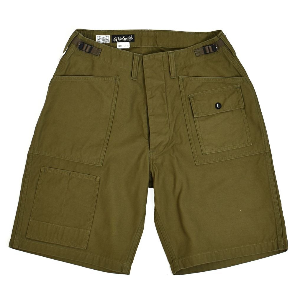 フリーホイーラーズ (FREEWHEELERS) -GRUNTS- CUT-LENGTH TROUSERS 1960s~ 70s STYLE WORK CLOTHING Vintage Style Back Satin OLIVE / BLACK ショーツ ショートパンツ 2522013 OLIVE