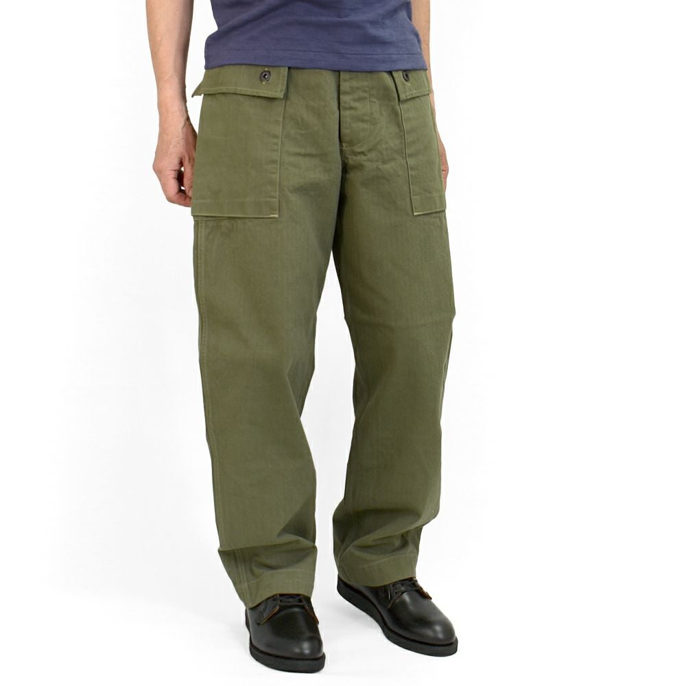 【どんぐりマシンマン】ボルコム　ビブパンツ コリンボ (COLIMBO) USMC P-44 HBT UTILITY TROUSERS =PLAIN= トレンチ