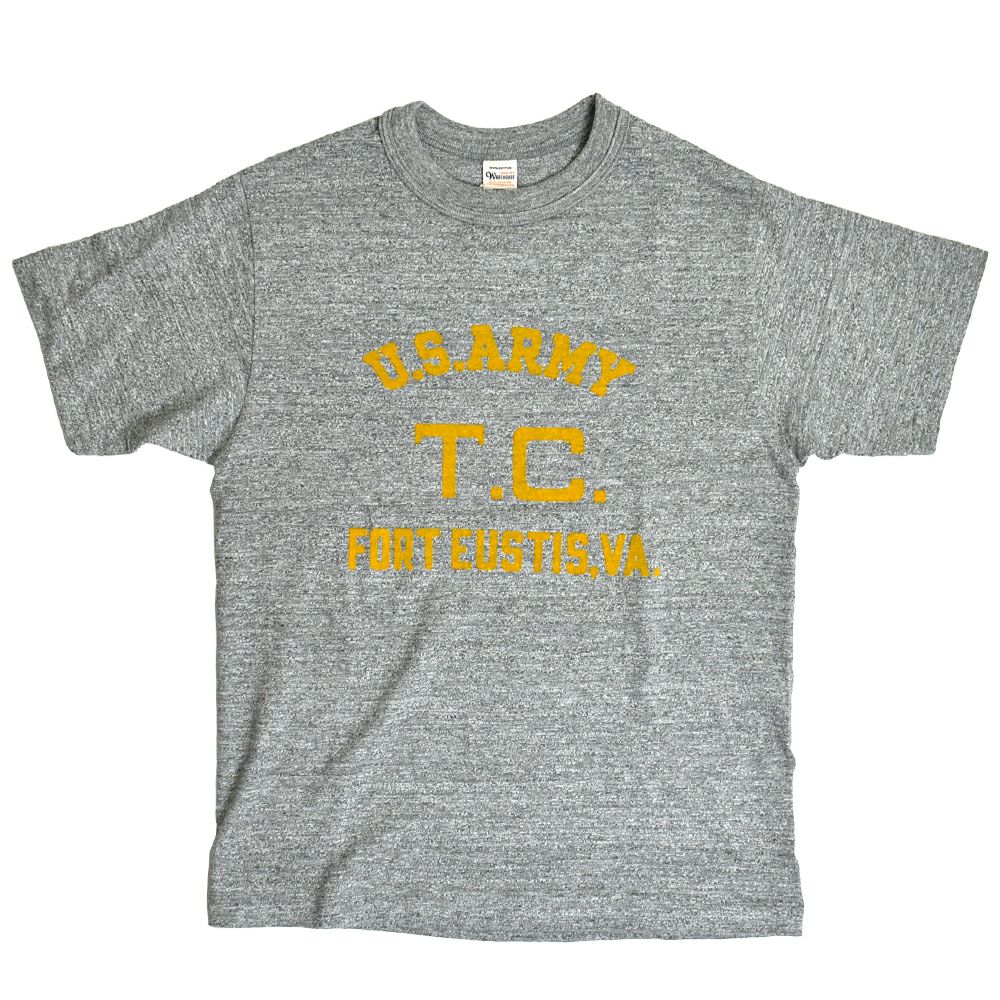 ウエアハウス (WAREHOUSE) Lot 4601 FORT EUSTIS 半袖プリントTシャツ フロッキープリント 4601 杢グレー