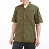 フリーホイーラーズ (FREEWHEELERS) -BUCKET HEAD- Brucie SHORT SLEEVE SHIRT 1960s~ STYLE WORK SHIRT Vintage Style Hard Twist Yarn Higt Density Gabardine DARK OLIVE メカニックシャツ 半袖プリントシャツ ワークシャツ 2523008