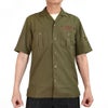 フリーホイーラーズ (FREEWHEELERS) -BUCKET HEAD- Brucie SHORT SLEEVE SHIRT 1960s~ STYLE WORK SHIRT Vintage Style Hard Twist Yarn Higt Density Gabardine DARK OLIVE メカニックシャツ 半袖プリントシャツ ワークシャツ 2523008