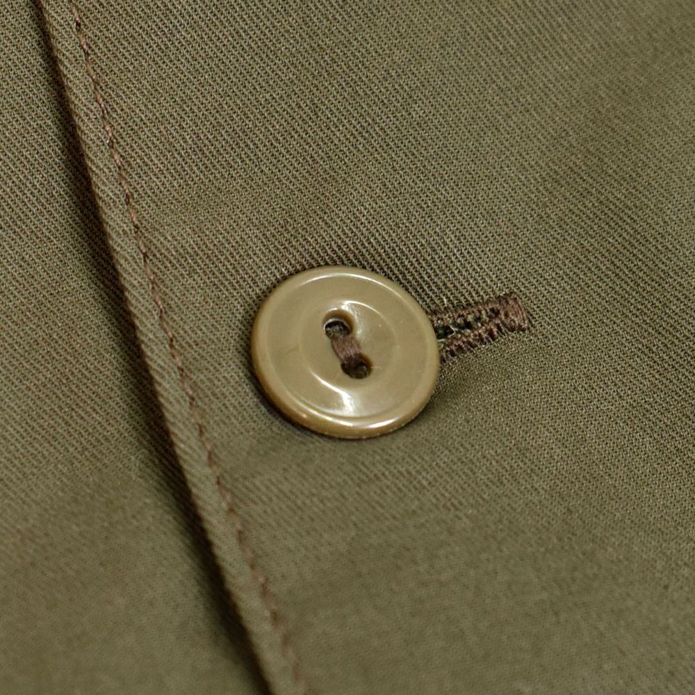 フリーホイーラーズ (FREEWHEELERS) -BUCKET HEAD- Brucie SHORT SLEEVE SHIRT 1960s~ STYLE WORK SHIRT Vintage Style Hard Twist Yarn Higt Density Gabardine DARK OLIVE メカニックシャツ 半袖プリントシャツ ワークシャツ 2523008